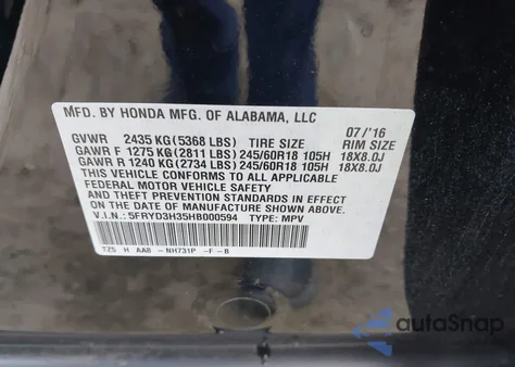 2017 Acura Mdx z USA, uszkodzony, nr VIN 5FRYD3H35HB000594